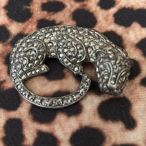 Vintage Leopard Markesite Brooch
